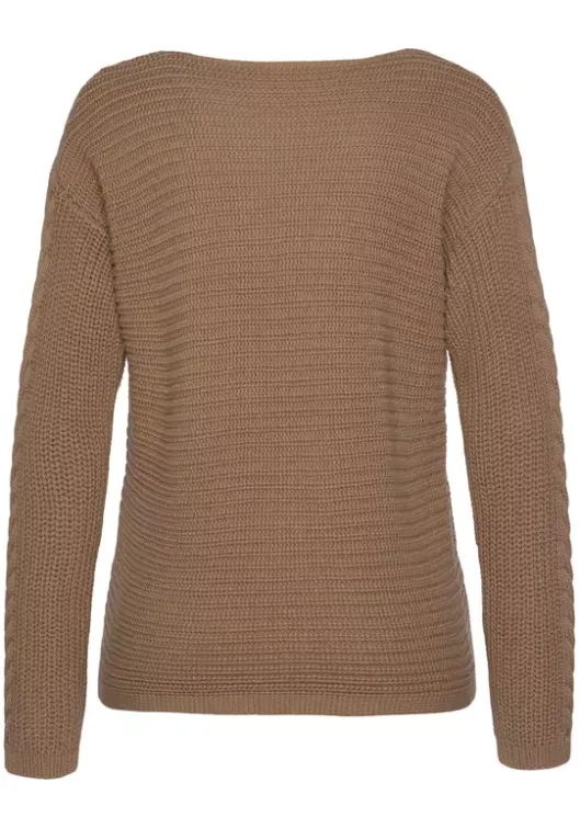 LASCANA Ajourpullover Camelfarben