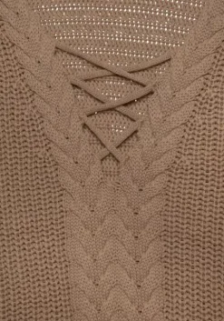 LASCANA Ajourpullover Camelfarben