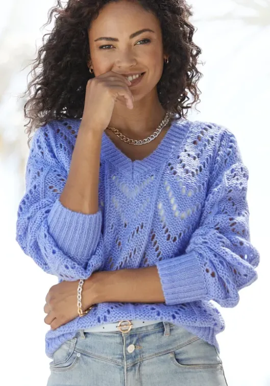 Online Vivance Ajourpullover Blau