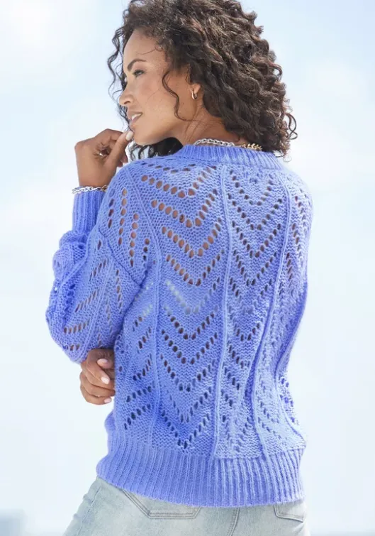 Online Vivance Ajourpullover Blau