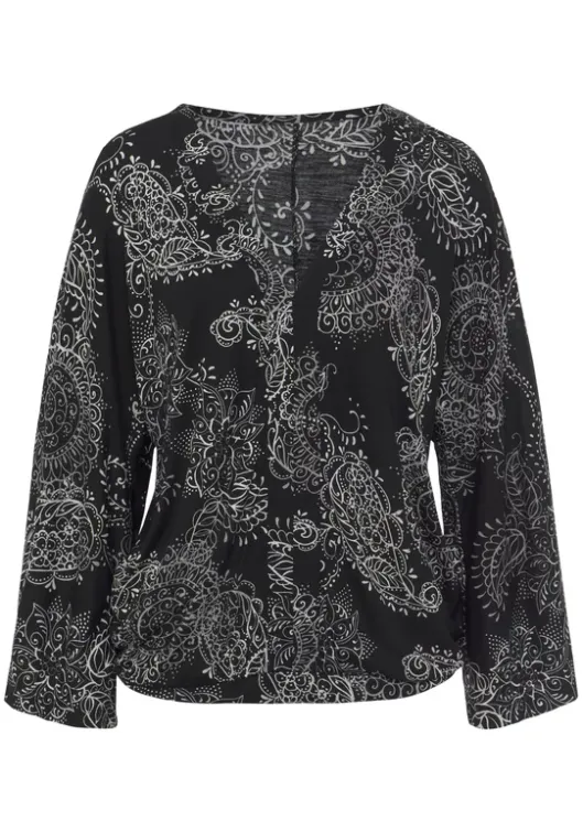 Outlet Vivance 3/4-Arm-Shirt Schwarz-Weis Bedruckt