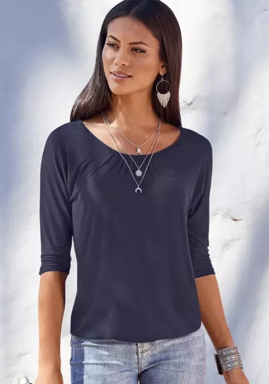 Discount LASCANA 3/4-Arm-Shirt Navy