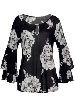 Best LASCANA 3/4-Arm-Shirt Schwarz-Weis-Bedruckt