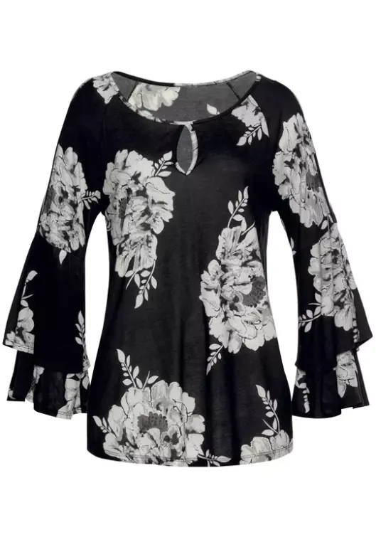 Best LASCANA 3/4-Arm-Shirt Schwarz-Weis-Bedruckt