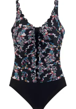 Outlet petite fleur Badeanzug"Balsam" Schwarz-Bedruckt