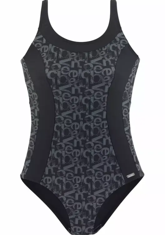 Discount Venice Beach Badeanzug"Karibik" Schwarz-Bedruckt