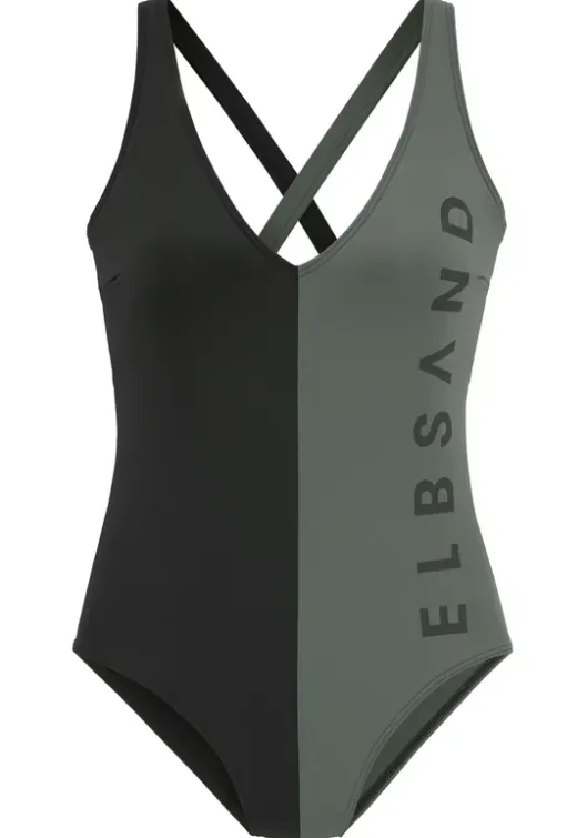Hot Elbsand Badeanzug"Maxima" Schwarz-Oliv