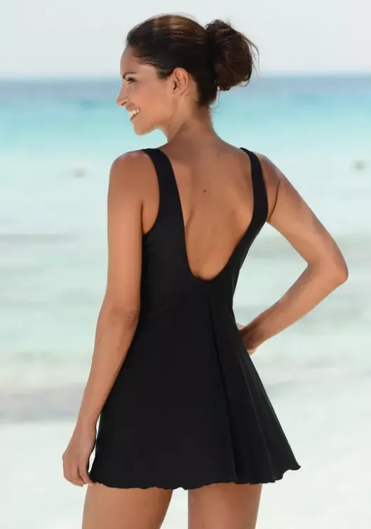 New LASCANA Badekleid Schwarz-Reinweis