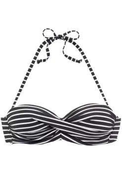 New s.Oliver Bandeau-Bikini-Top"Hill" Schwarz-Weis-Gestreift