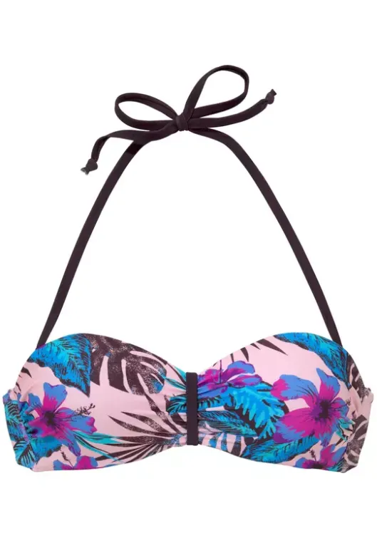Venice Beach Bandeau-Bikini-Top"Marly" Rosa-Bedruckt