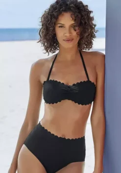 LASCANA Bandeau-Bikini-Top"Scallop" Schwarz