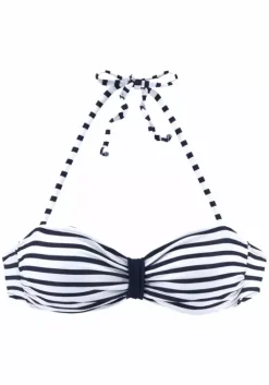 Clearance Venice Beach Bandeau-Bikini-Top"Summer" Weis-Marine-Gestreift