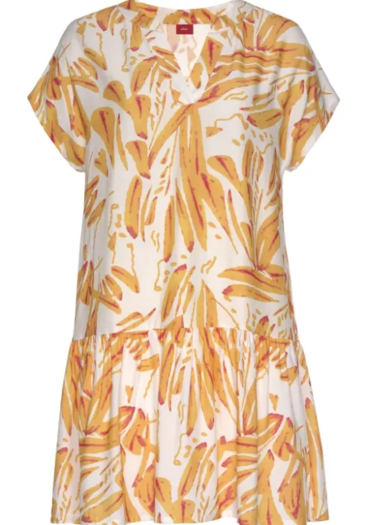 Hot s.Oliver Blusenkleid Orange-Creme-Bedruckt