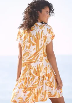 Hot s.Oliver Blusenkleid Orange-Creme-Bedruckt