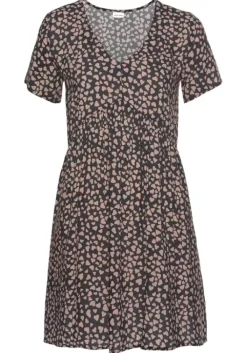 Discount LASCANA Blusenkleid Schwarz-Cognac-Bedruckt