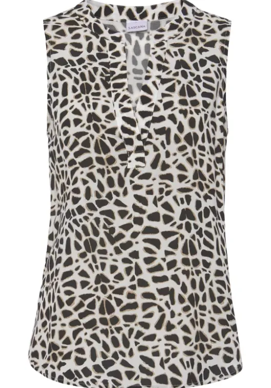 LASCANA Blusentop Creme-Schwarz