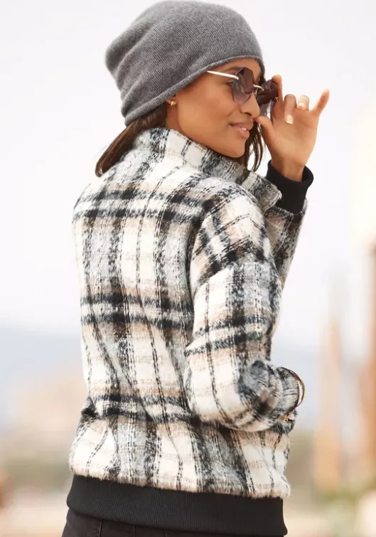 Hot Buffalo Bomberjacke Creme-Braun-Schwarz
