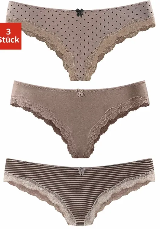 Discount LASCANA Brasilslip Taupe-Uni, Gepunktet, Gestreift