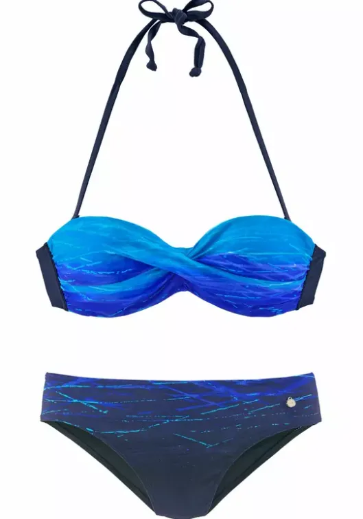 Discount LASCANA Bugel-Bandeau-Bikini Blau-Bedruckt