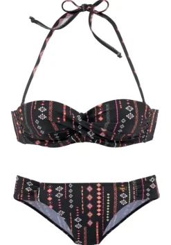 New Buffalo Bugel-Bandeau-Bikini"Inka" Schwarz-Bedruckt