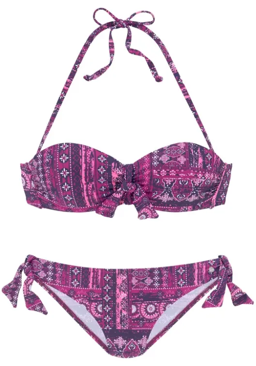 Online s.Oliver Bugel-Bandeau-Bikini"Medley" Magenta Bedruckt