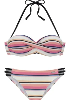 Venice Beach Bugel-Bandeau-Bikini"Strip" Creme-Rosa