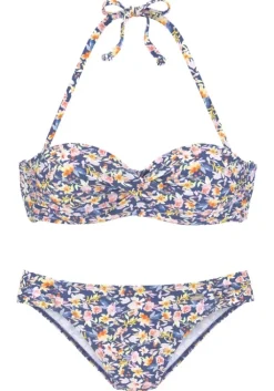 Online Buffalo Bugel-Bandeau-Bikini"Tara" Blau-Bedruckt
