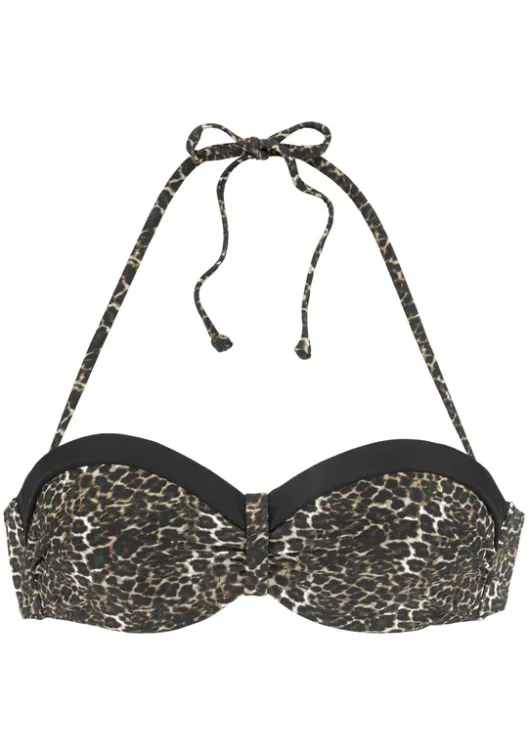 Hot LASCANA Bugel-Bandeau-Bikini-Top"Adele" Schwarz-Leo