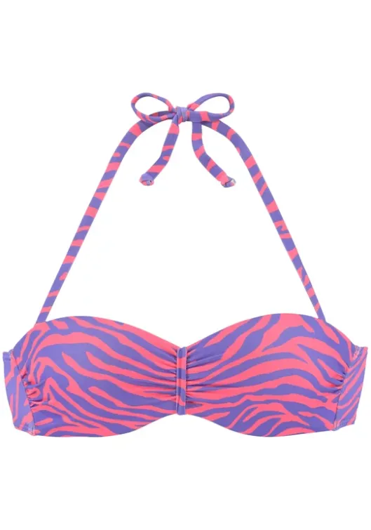 Hot Venice Beach Bugel-Bandeau-Bikini-Top"Fjella" Violett-Koralle