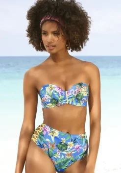 New Venice Beach Bugel-Bandeau-Bikini-Top"Hanni" Blau-Bedruckt