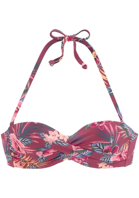 Clearance s.Oliver Bugel-Bandeau-Bikini-Top"Marika" Rostrot-Bedruckt