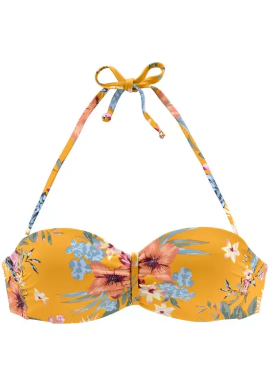 Best Bench. Bugel-Bandeau-Bikini-Top"Maui" Gelb-Bedruckt