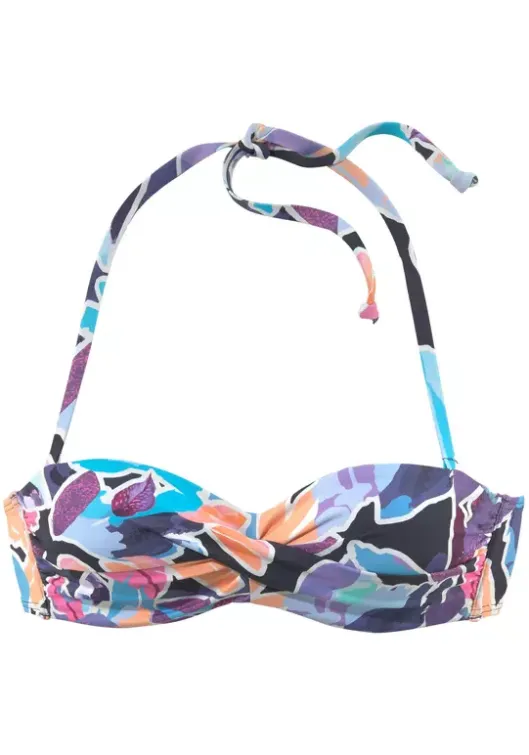 Clearance Sunseeker Bugel-Bandeau-Bikini-Top"Tahiti" Marine-Bedruckt