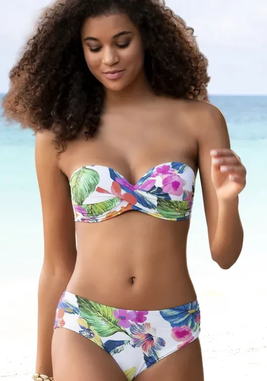 Discount LASCANA Bugel-Bandeau-Bikini"Tropic" Weis-Bedruckt