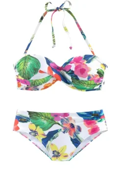 Discount LASCANA Bugel-Bandeau-Bikini"Tropic" Weis-Bedruckt