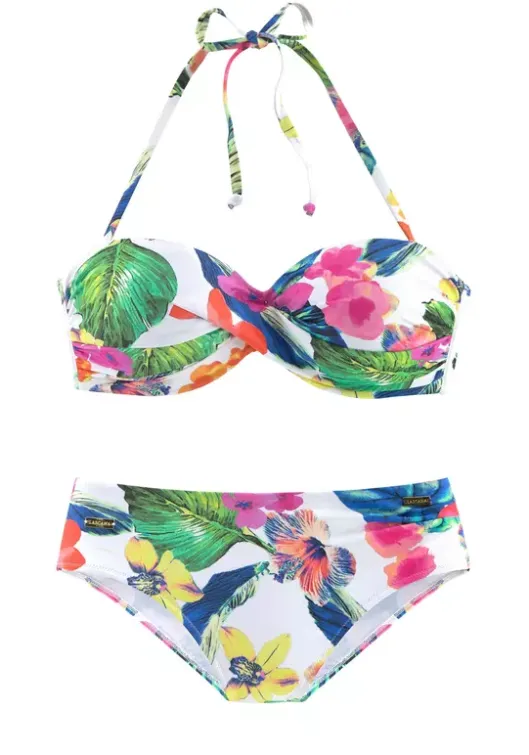 Discount LASCANA Bugel-Bandeau-Bikini"Tropic" Weis-Bedruckt
