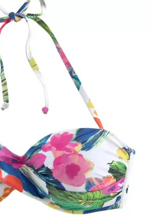Discount LASCANA Bugel-Bandeau-Bikini"Tropic" Weis-Bedruckt