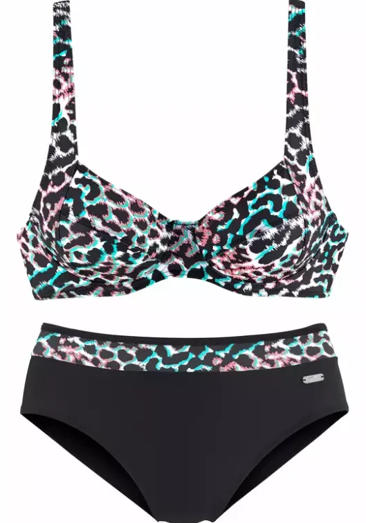 New Venice Beach Bugel-Bikini Schwarz-Bedruckt