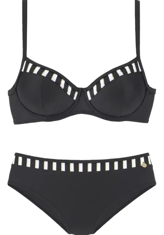 Outlet LASCANA Bugel-Bikini"Charlot" Schwarz-Weis-Goldfarben