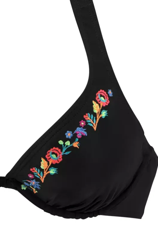 Sale Buffalo Bugel-Bikini"Flori" Schwarz-Bestickt