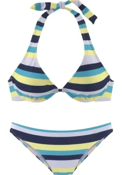 New Venice Beach Bugel-Bikini"Svea" Marine-Gelb-Gestreift