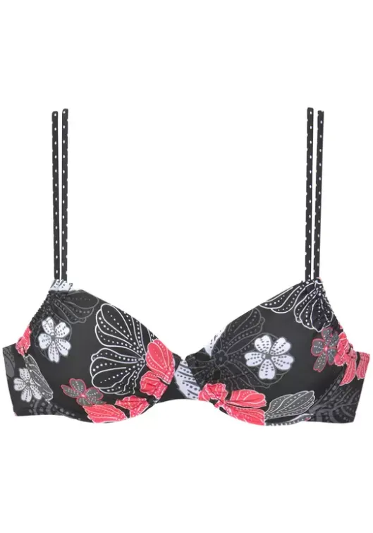 Discount Buffalo Bugel-Bikini-Top"City" Schwarz-Bedruckt