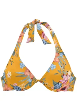 Hot Bench. Bugel-Bikini-Top"Maui" Gelb-Bedruckt