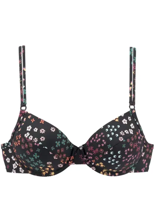 New s.Oliver Bugel-Bikini-Top"Milly" Schwarz-Bedruckt