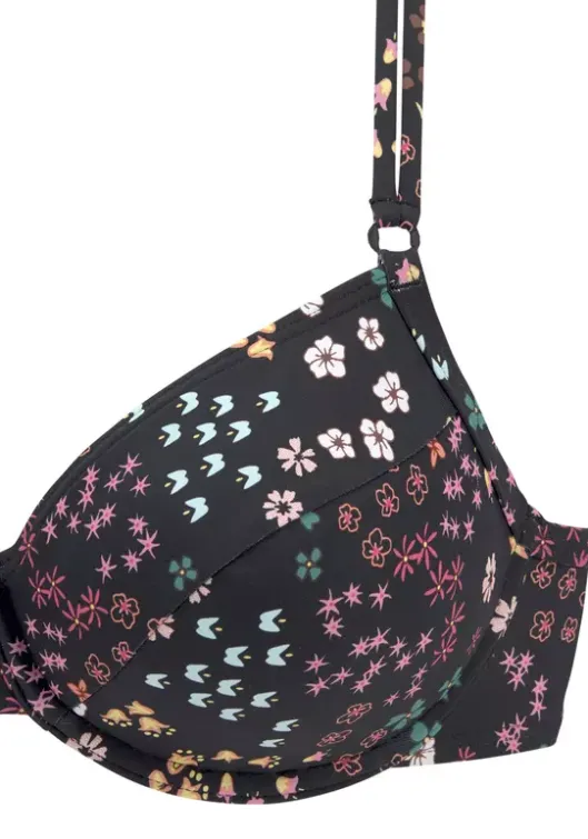 New s.Oliver Bugel-Bikini-Top"Milly" Schwarz-Bedruckt
