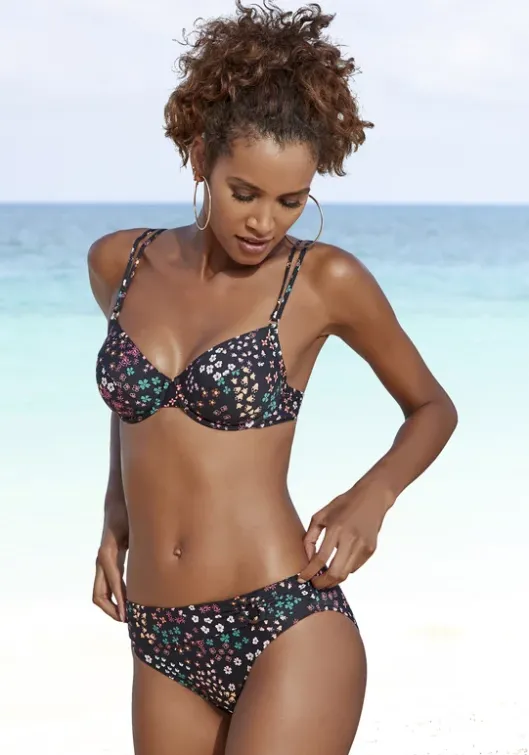 New s.Oliver Bugel-Bikini-Top"Milly" Schwarz-Bedruckt