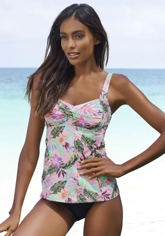 New s.Oliver Bugel-Tankini-Top"Azalea" Rose-Bedruckt