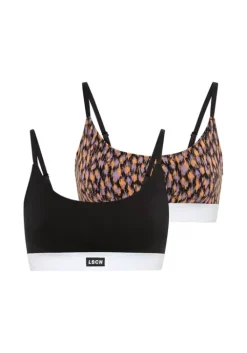 LSCN by LASCANA Bustier Schwarz Bedruckt, Schwarz Uni