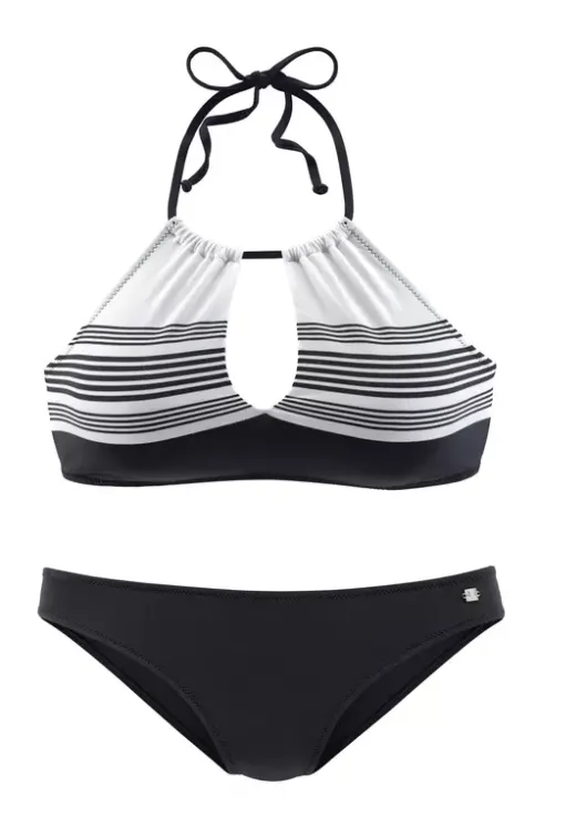 JETTE Bustier-Bikini Schwarz-Weis