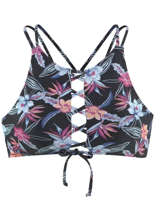 Discount KangaROOS Bustier-Bikini-Top"Agave" Schwarz-Bedruckt